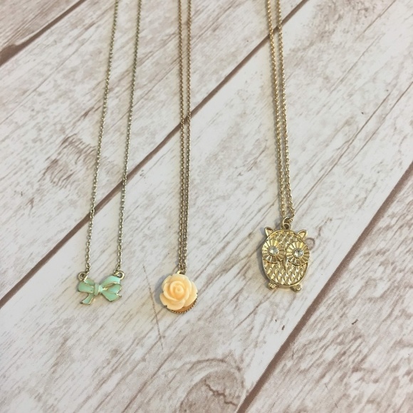 Goldtone Dainty Charms Chain Necklaces Set of Three - Picture 2 of 2